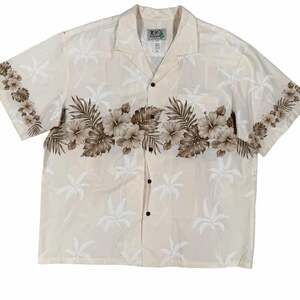 KY'S Made in Hawaii Men's 2XL Floral Hibiscus Border Hawaiian Shirt
